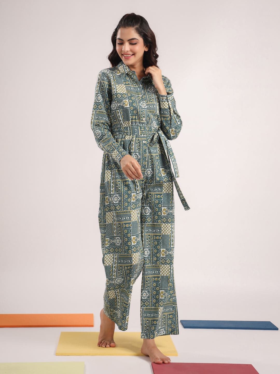 Volso Fashion Green Pure Cotton Jumpsuit
