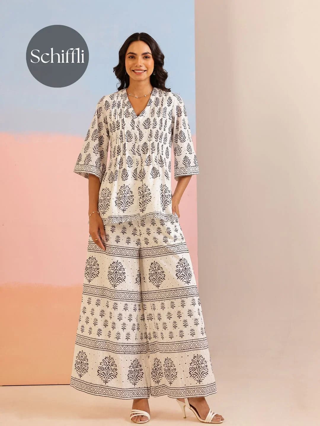 Volso Fashion White Floral Printed Cotton Co-Ord Set